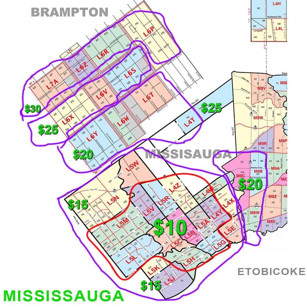 mississauga-postal-code-map Mr Feelgood same day cannabis weed disp;ensary delivery rates